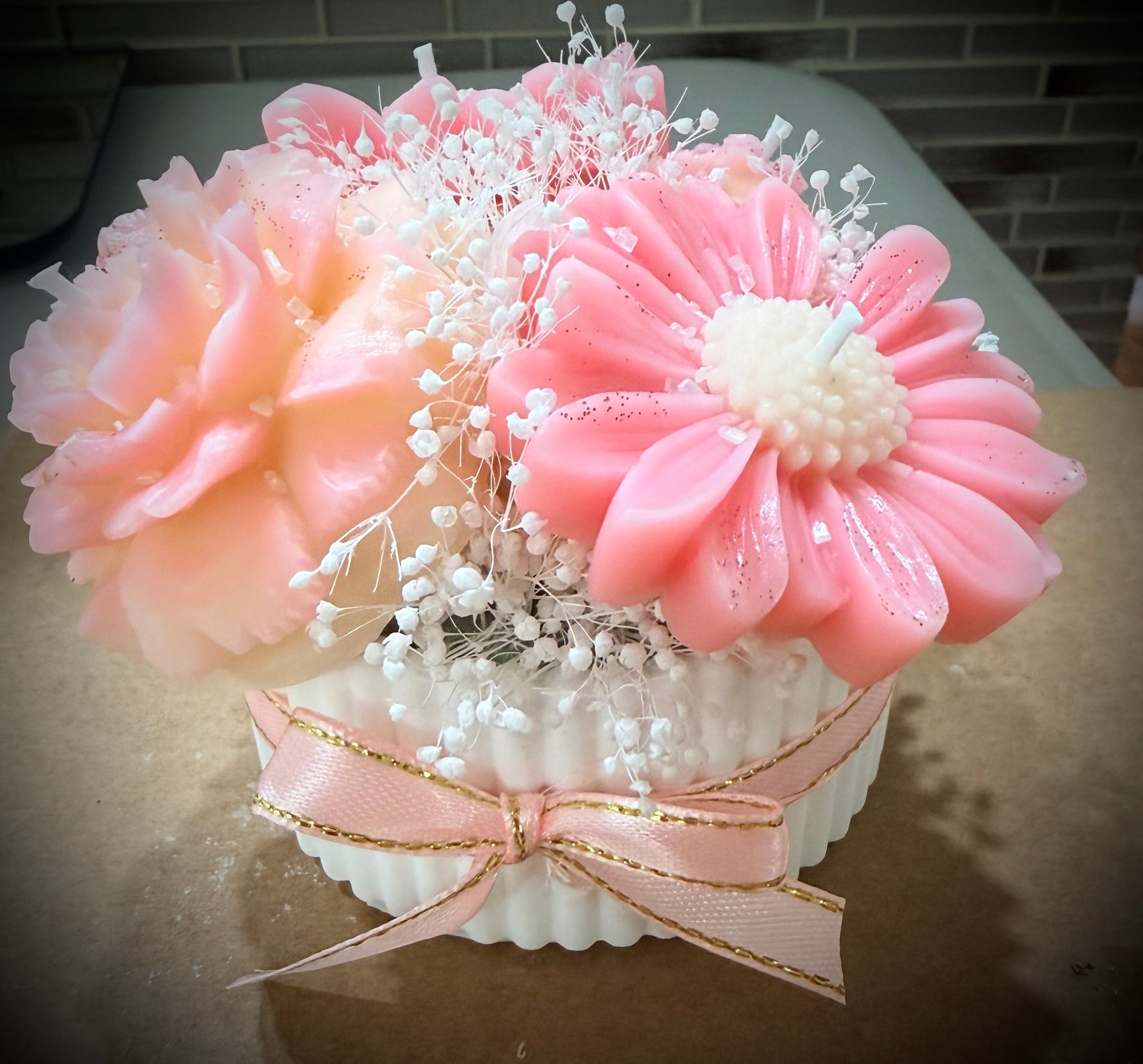 Bouquet de velas en maceta