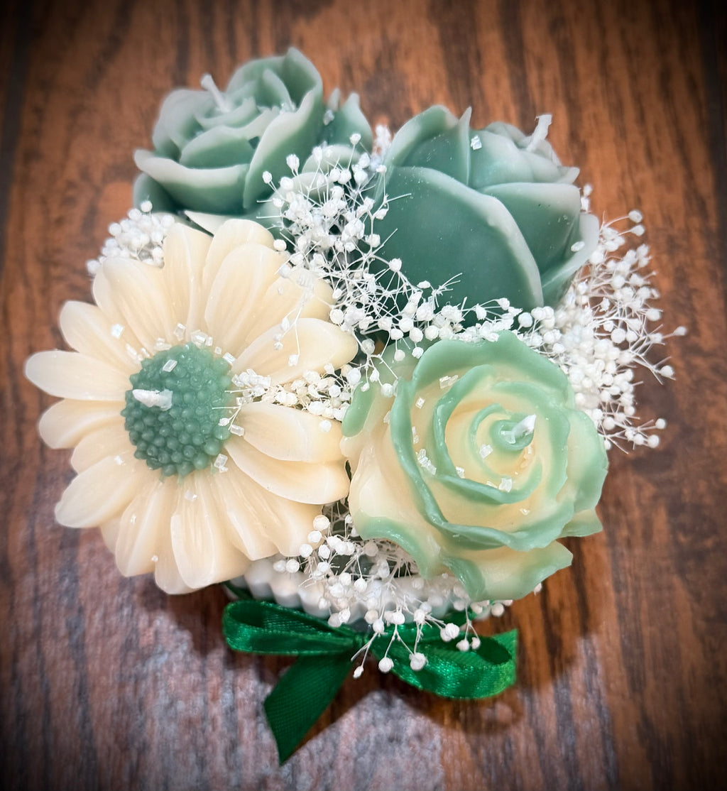 Bouquet de velas en maceta